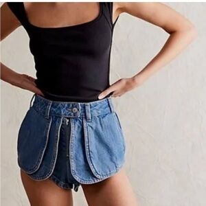 NWT Free People Prince Street Denim Mini Skort Blue 26